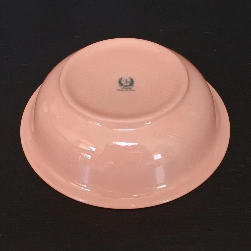 Rare Vintage Lenox Coral Pink Green Mark Porcelain Bowl Set of 2